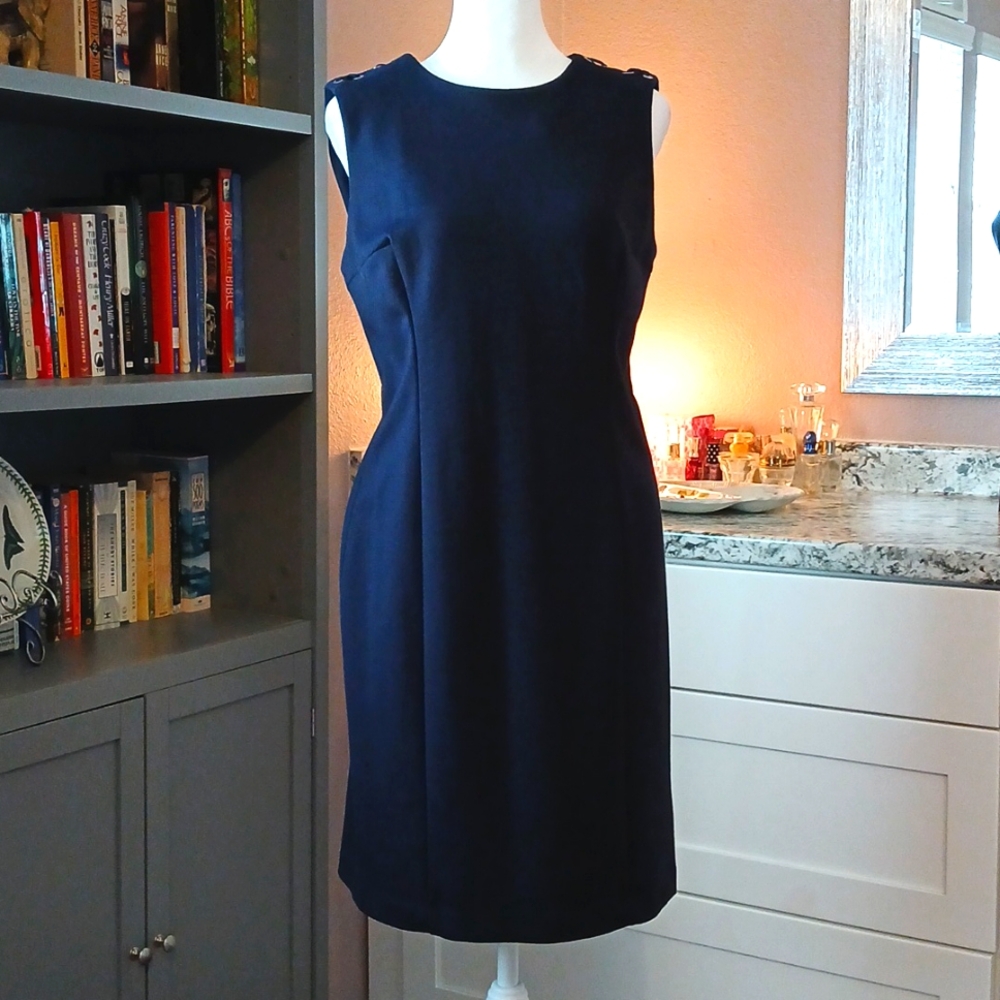 NWT Premise Sleeveless Dress Navy Ponte Womens 8